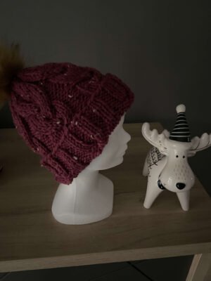 Bonnet Pompon Bordeaux