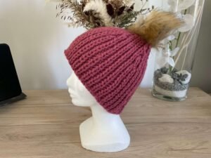 Bonnet Pompon Bordeaux Clair